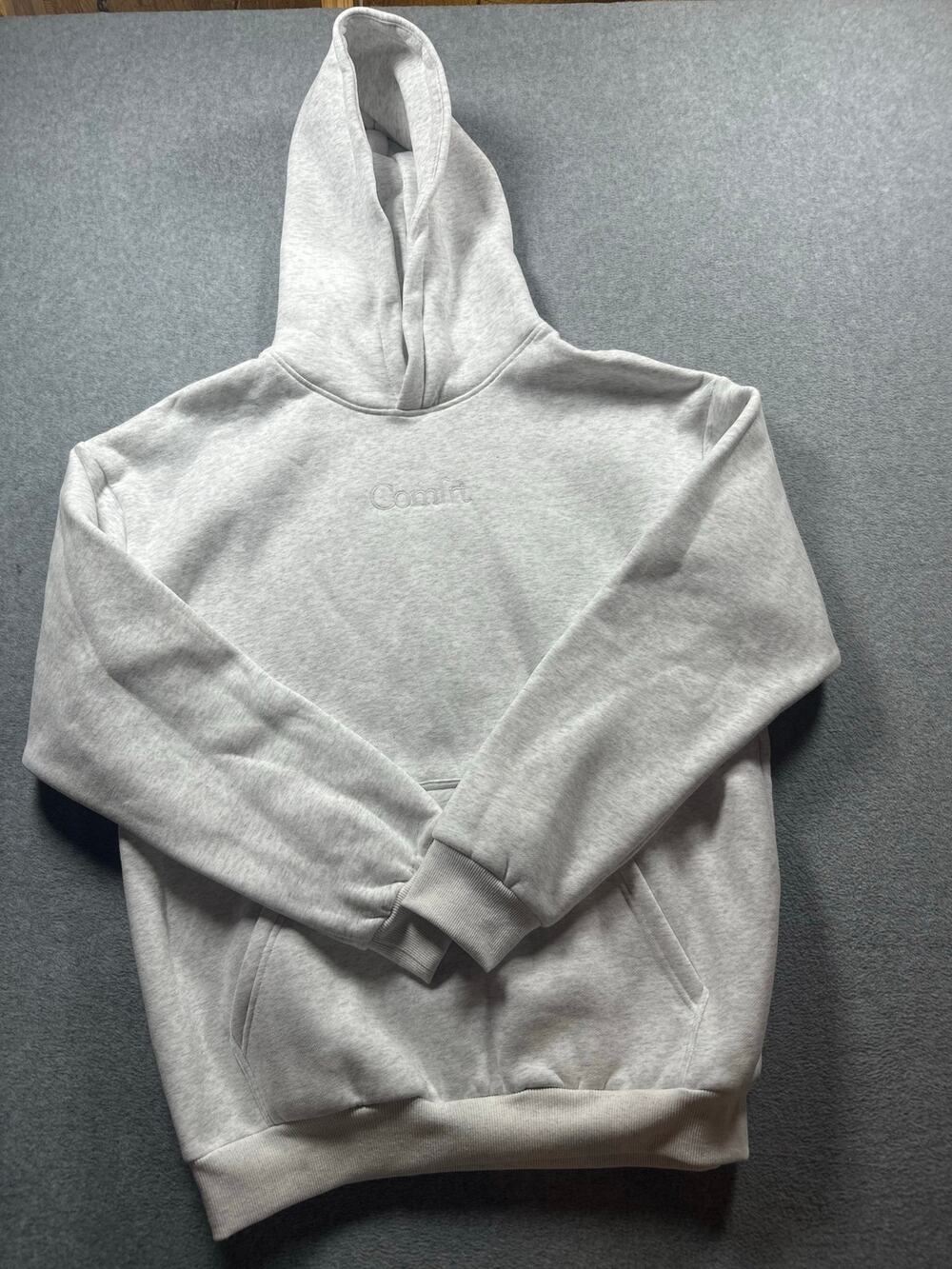 Comfrt Signature Pullover Hoodie Women's Large Heather Gray Brand Embroidered